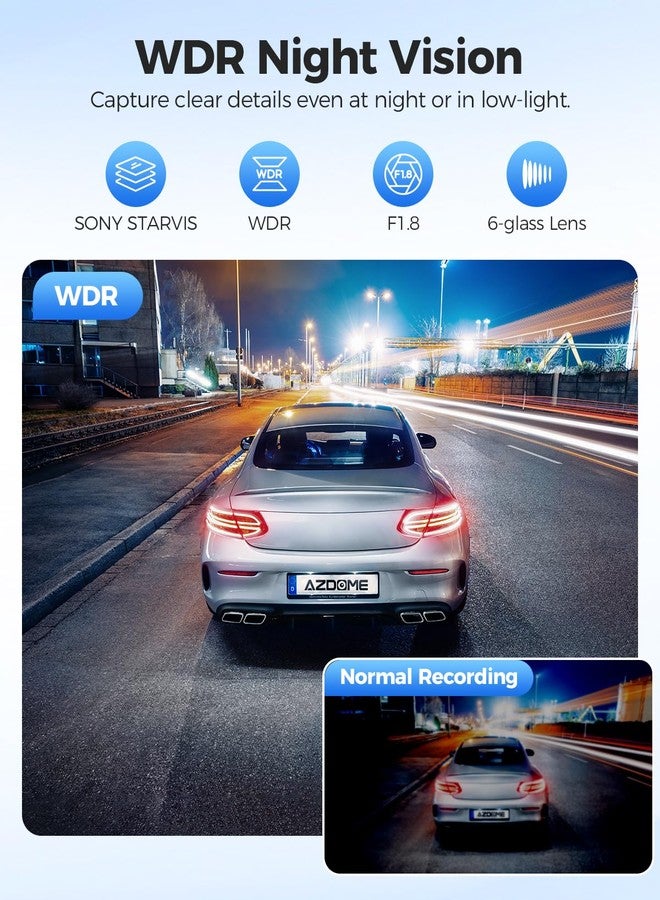 AZDOME 4K Dash Cam Front and Rear, STARVIS Night Vision, UHD 2160P WiFi Dash Camera for Cars with GPS, Included 64GB Card, 2.4" IPS Screen Dashcam, 170°Wide Angle, WDR, 24H Parking Mode (GS63H Pro) - Image 5